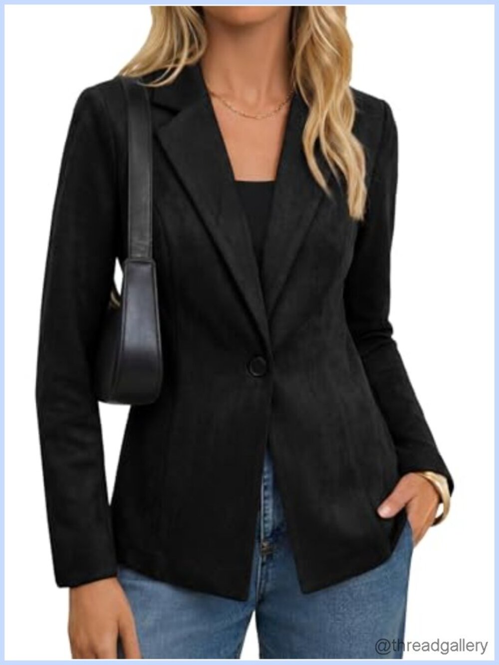 Faux Suede Blazer Open Front Lapel Business Casual Work Jacket
